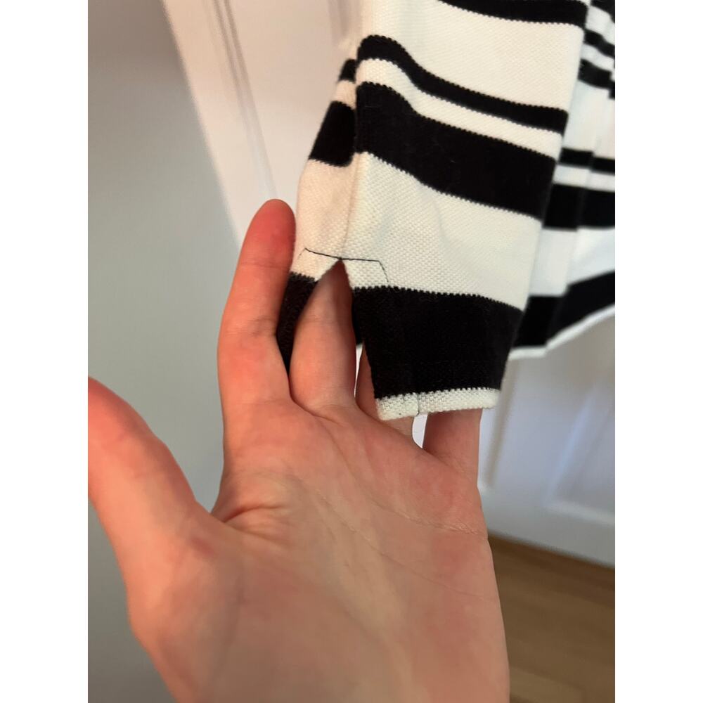 Vintage Michael Kors Black White Stripe Top Raw Edge Neck Y2K T Shirt Women's S - Picture 9 of 14